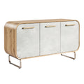 **Moderne Dressoir met Houten Elementen en Glazen Deuren**