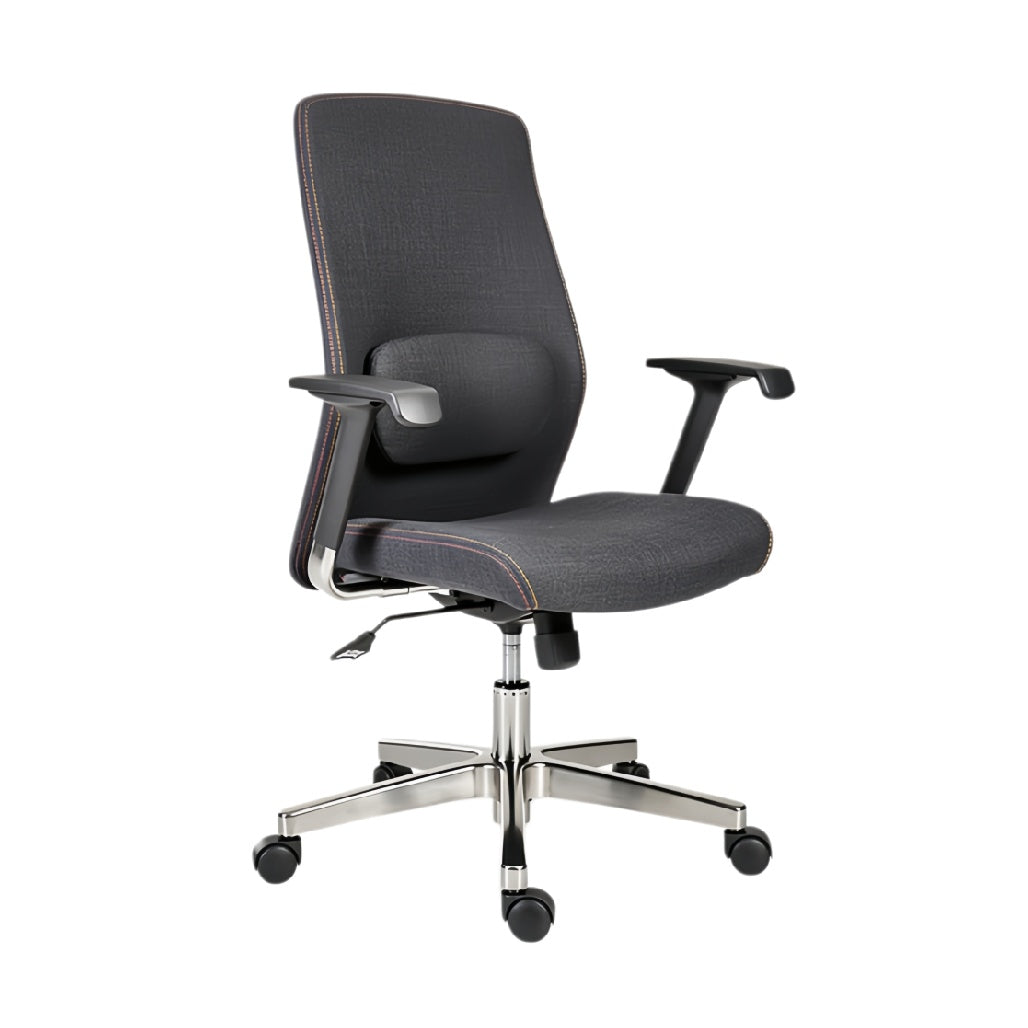 Titel in het Nederlands: **Ergonomische bureaustoel met verstelbare armleuningen en moderne uitstraling**
