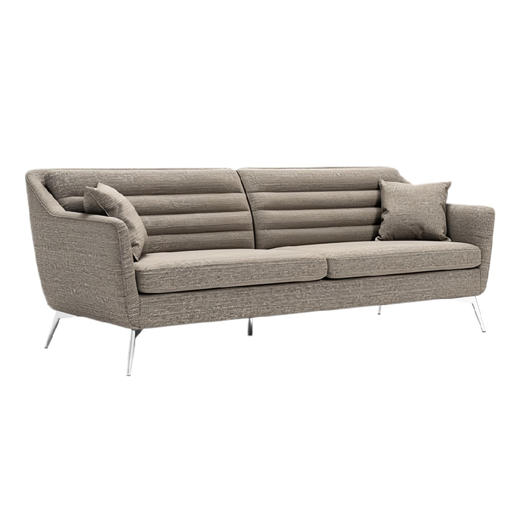 **Moderne Leren Bank met Gestroomlijnd Ontwerp en Kussens**