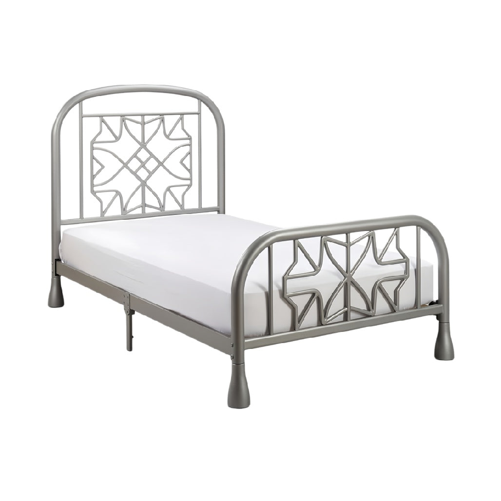 Technische titel in het Nederlands: **Stalen bedframe met geometrisch ontwerp**