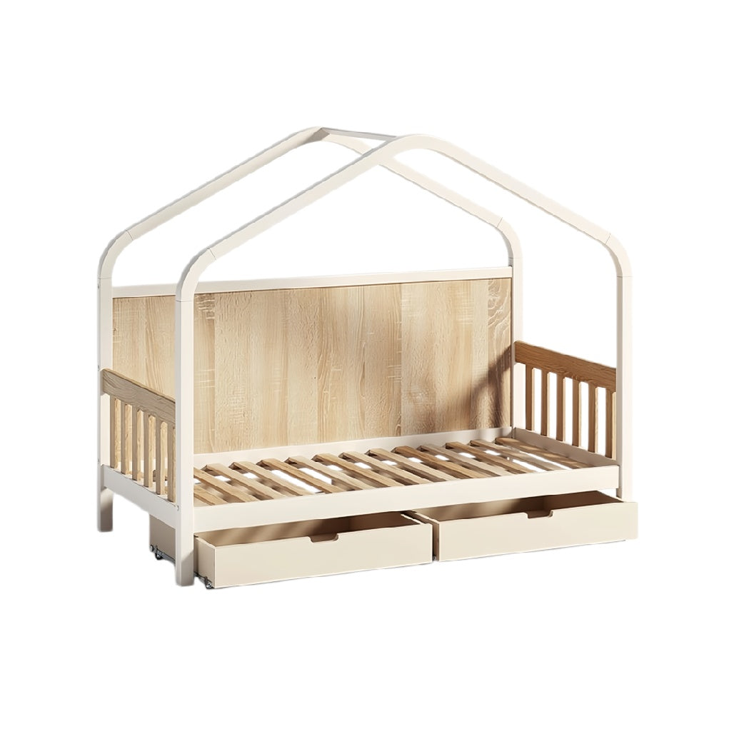 **Technische Titel in het Nederlands: Kinderbed met Houten Huizenstructuur en Opberglades**